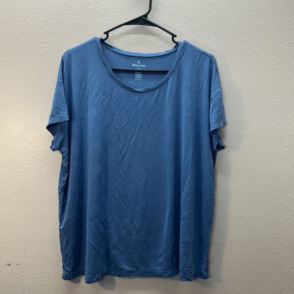 Tommy John Second Skin Sleep Loungewear Scoop Neck T-Shirt Blue SZ L Butter Soft - Picture 1 of 3